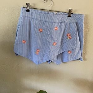 blue gingham wrap shorts